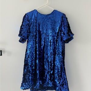 Maeve Shimmering Blue The Emmy Short-Sleeve Swing Mini Dress
